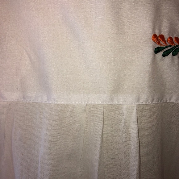 Sz L Mexican White Floral Embroidered S/S Shirt - Picture 12 of 12